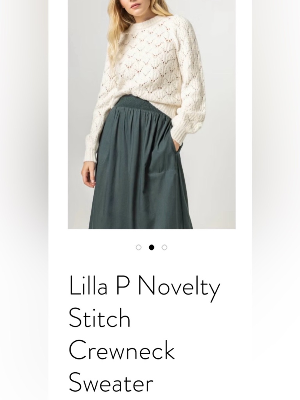 Lilla P Novelty Stitch Crewneck Sweater, NWT sz M
